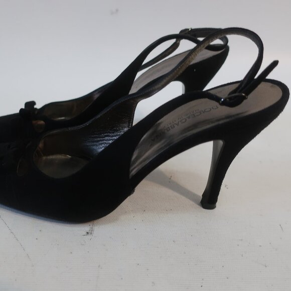 Authentic Womens Dolce & Gabbana Black Suede Slingback Heels Pumps 38.5 US/8.5 - Picture 6 of 15